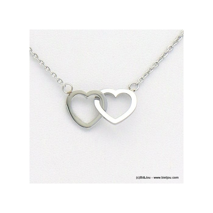 collier coeur entrelacé acier inoxydable 0119257 argenté