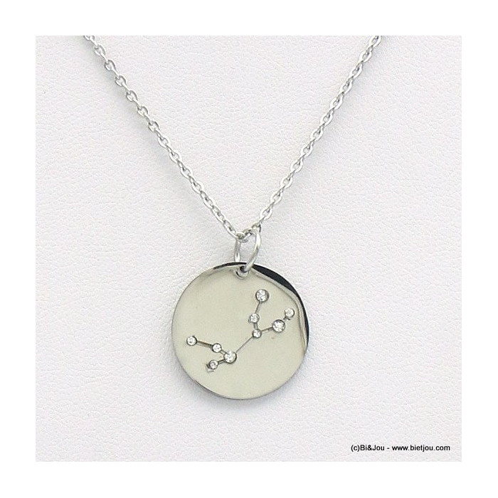 collier signe astrologique zodiaque constellation vierge 0119241 argenté