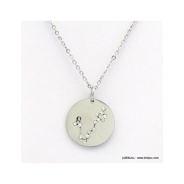 collier signe astrologique zodiaque constellation poisson 0119247 argenté
