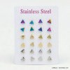 12 paires de puce d'oreilles triangle acier inoxydable 6mm 0319520