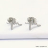 12 paires de puce d'oreilles electrocardiogramme électro acier inoxydable 0319523 argenté