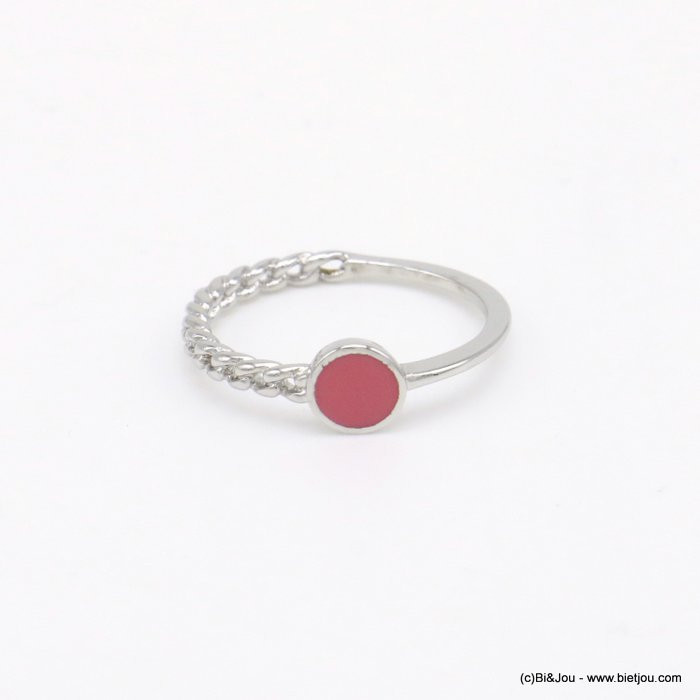 bague minimaliste demi-chaîne rigide métal émail coloré 0418034
