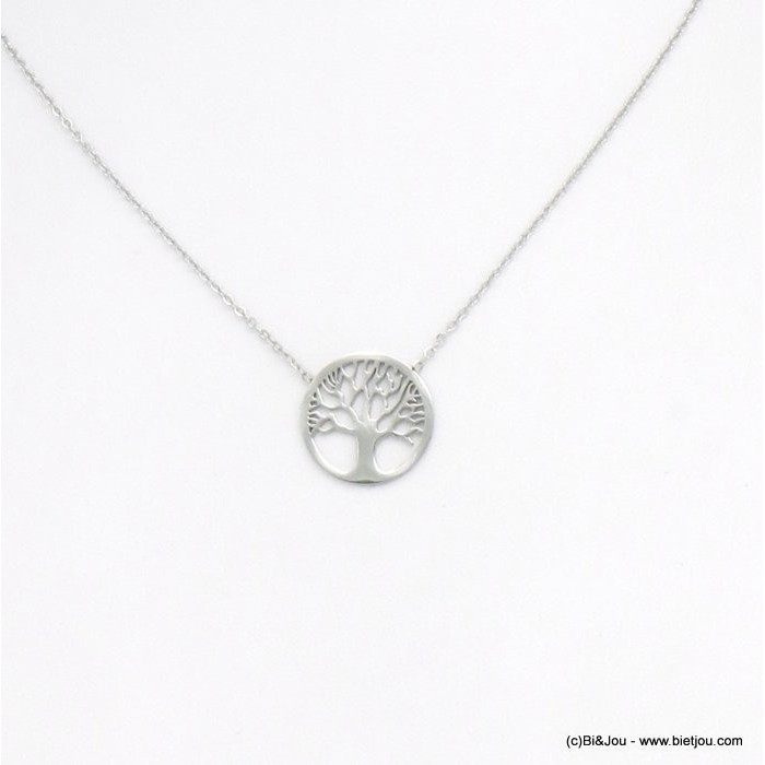 collier arbre de vie acier inoxydable 0120580 argenté