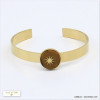 bracelet jonc ouvert pierre naturelle ronde 15mm étoile du nord acier inoxydable 0219547 marron