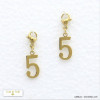 2 charms breloque chiffre cinq 5 acier inoxydable 0620544