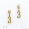 2 charms breloque chiffre trois 3 acier inoxydable 0620546