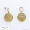 boucles d'oreille gothique croix gravée pierre acier inoxydable femme 0321086