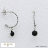 boucles d'oreille demi-créoles torsadées cabochon pierre acier inoxydable femme 0321513