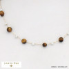 collier éclats pierre perles acrylique acier inoxydable femme 0121537 marron