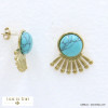 boucles d'oreilles acier inoxydable demi soleil cabochon pierre femme 0322012