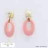 boucles d'oreilles vintage acier inoxydable ovale résine femme 0322001