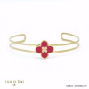 bracelet double jonc acier inoxydable trèfle émail femme 0222009
