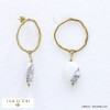 boucles d'oreilles acier inoxydable anneau martelé pierre ovale femme 0322014