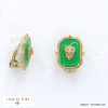 boucles d'oreilles clip acier inoxydable émail rococo lion femme 0322025