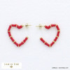 boucles d'oreilles demi-créole coeur acier inoxydable émail femme 0322029