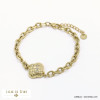 bracelet acier inoxydable trèfle strass maille grosse maille forçat femme 0222016