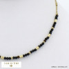 Collier acier inoxydable tubes billes facettées pierre femme 0122020 noir
