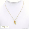 collier acier inoxydable corne abdondance cabochon pierre femme 0122073