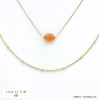 collier double-rang acier inoxydable pierre ovale femme 0122074 doré