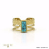 bague large acier inoxydable chevrons cabochon rectangle pierre femme 0422035