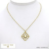 collier acier inoxydable fleur ajourée cabochon pierre femme 0122063