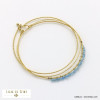 3 bracelets semainier jonc fin acier inoxydable billes facettées pierre femme 0222120