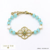 bracelet acier inoxydable fleur trèfle billes pierre femme 0222069