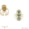 bague double-anneaux acier inoxydable 3 cabochons ronds pierre femme 0422047