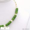 collier plage surfeur rondelles nacre perles d'eau douce acier inoxydable 0122104 vert