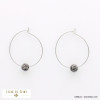 boucles d'oreille créoles bille strass acier inoxydable argenté femme 0321571 anthracite