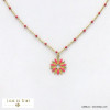 collier acier inoxydable fleur résine époxy femme 0122118 fushia
