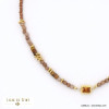 collier acier inoxydable billes facettées pierre naturelle pendentif strass chaîne cristal femme 0122524 marron
