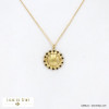 collier acier inoxydable pendentif rond résine époxy femme 0122513 noir