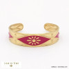bracelet jonc ouvert acier inoxydable vintage fleur marguerite résine époxy femme 0222523