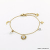 Bracelet acier inoxydable pampilles soleil étoile polaire croissant lune cristal femme 0222567 doré