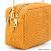 Sac à bandoulière box chaîne cuir véritable souple effet serpent femme 0923004 marron