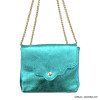 Sac à bandoulière pochette chaîne cuir véritable couleur fluo irisé festonné nuage femme 0923001 bleu ciel
