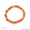 Bracelet élastique billes 6mm pierre naturelle femme 0221032 orange