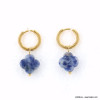 BOUCLES D'OREILLE MINI CRÉOLES TRÈFLE ACIER INOXYDABLE PIERRE FEMME 0323046 bleu