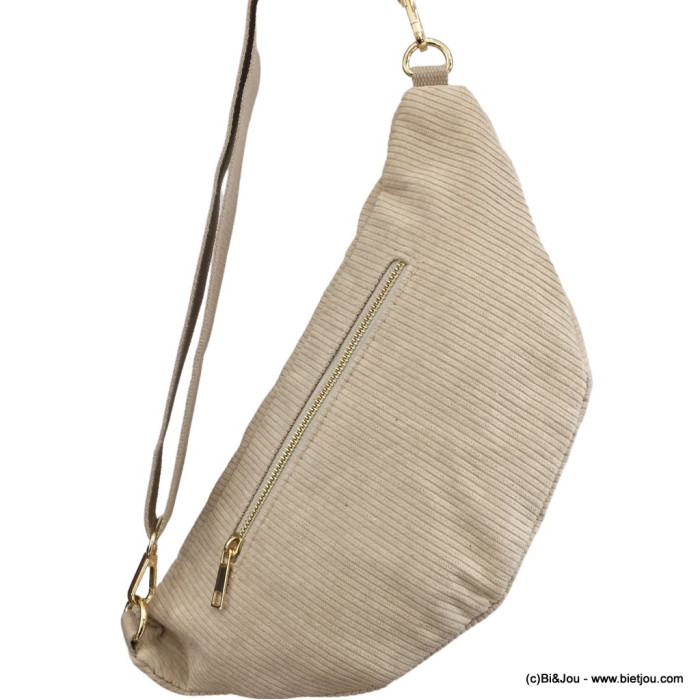 Sac banane façon velours côtelé ou léopard 0923023 naturel/beige