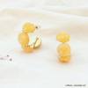 Boucles d'oreilles créoles rétro en résine texturée et métal doré femme 0323094 jaune
