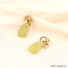 Boucles d'oreilles pendantes anneaux métal doré et perles acétate femme 0323108 vert