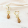 Boucles d'oreilles créoles torsadées métal doré et perles en résine colorée femme 0323109 cognac