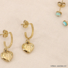 Ensemble puces d'oreilles bohème-chic acier inox oeil bleu coeur strass femme 0323121 doré