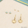 Ensemble puces d'oreilles bohème-chic acier inox oeil bleu coeur strass femme 0323121