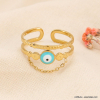 Bague œil protecteur chaînette en acier inoxydable femme 0423125 bleu