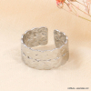 Bague large texturée acier inoxydable pour femme 0423118 argenté