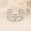 Bague large gothique fleur multi-rangs en acier inoxydable 0423103 argenté