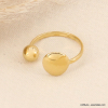 Bague moderne boule et disque en acier inoxydable 0423086 doré
