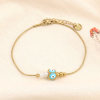 Bracelet cube oeil protecteur perle émail acier inox femme 0223132 bleu